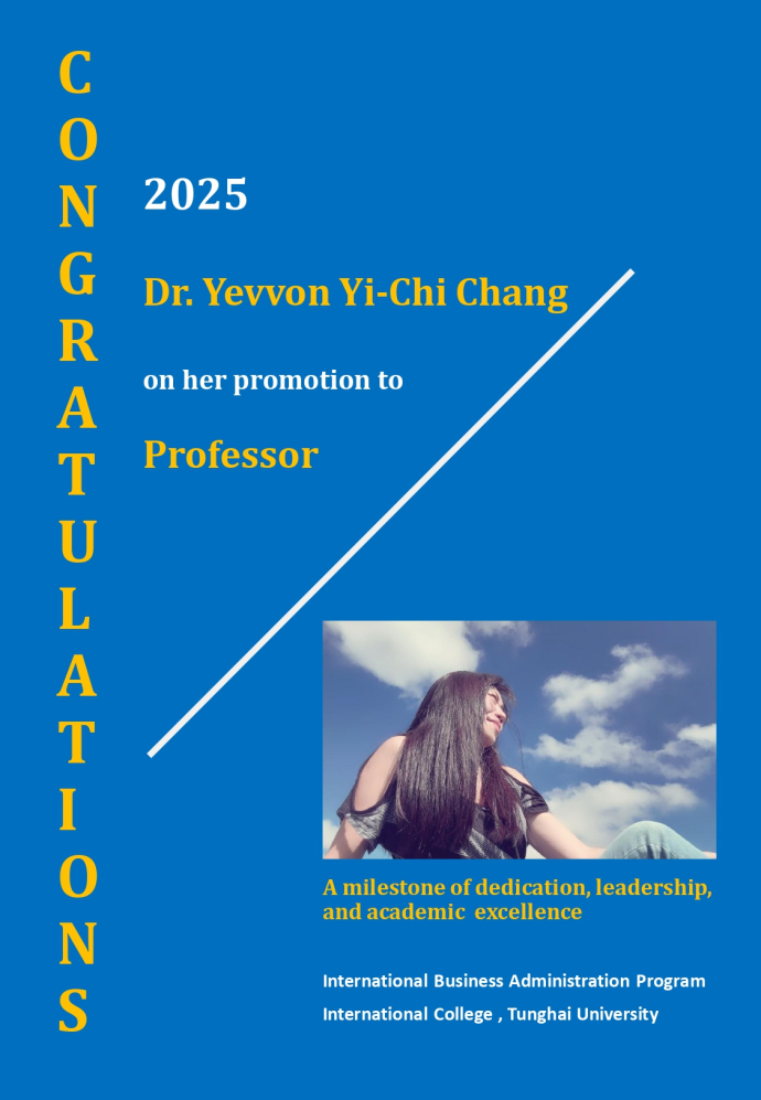 Congratulations! Dr. Yevvon Yi-Chi Chang on her promotion to Professor